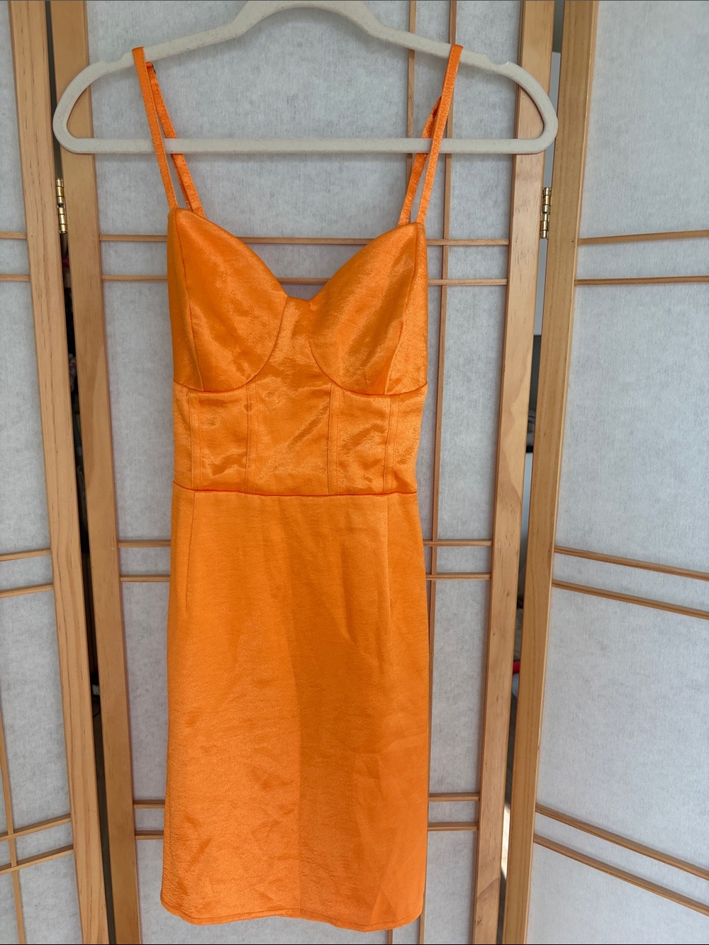 Orange Satin Mini Dress
